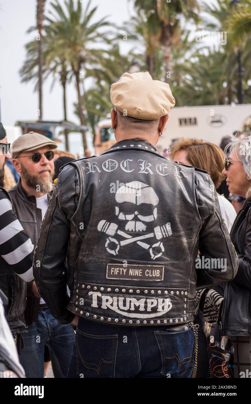 Man with leather jacket, Rocker dressed in fifties style at Rockin Race  Jamboree 2020, rockabillies, Torremolinos, Andalusia, Spain Stock Photo -  Alamy