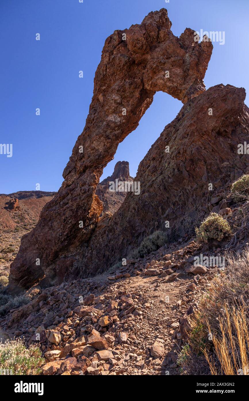 Cinderella's Shoe rock formation, Teide National Park, Tenerife, Canary Islands Stock Photo