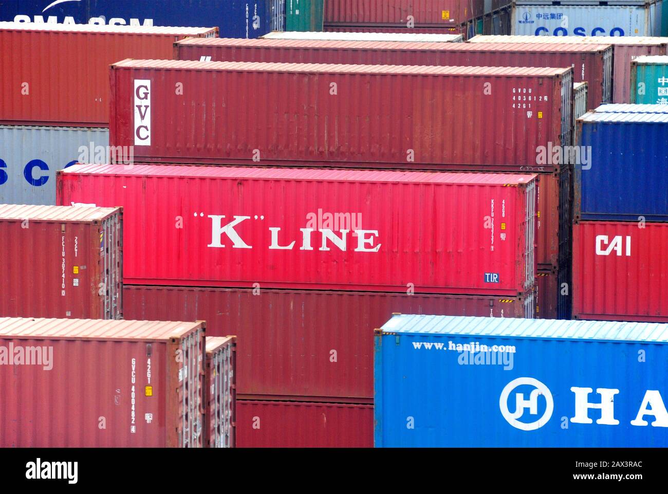 Many shipping containers at Hong Kong port, China Stock Photo Alamy
