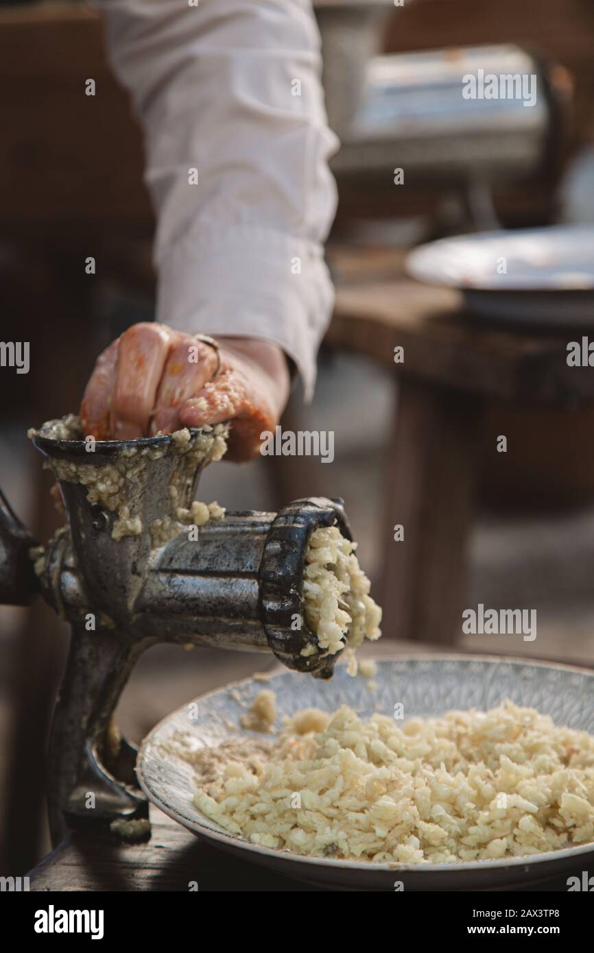 Meat Grinder Tool Kitchen Cooking Cuisine Stock Photo - Download Image Now  - Meat Grinder, Old-fashioned, Retro Style - iStock