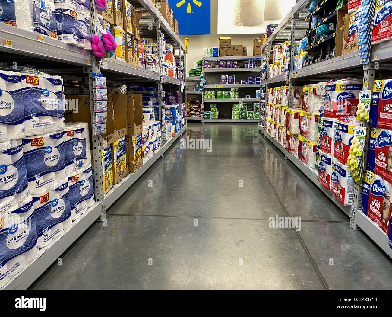 Orlando,FL/USA -2/6/20: The Toilet Paper aisle of a Walmart Superstore with  a variety of products from various manufacturers Stock Photo - Alamy