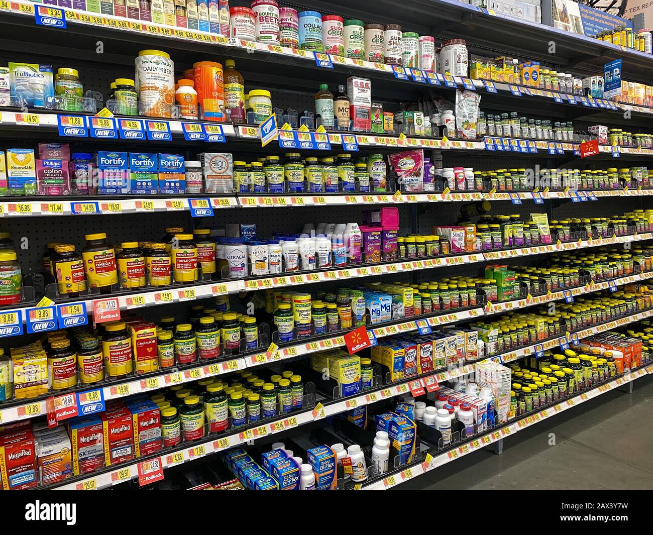 Orlando,FL/USA 2/6/20 The Vitamin and Supplement aisle of a Walmart