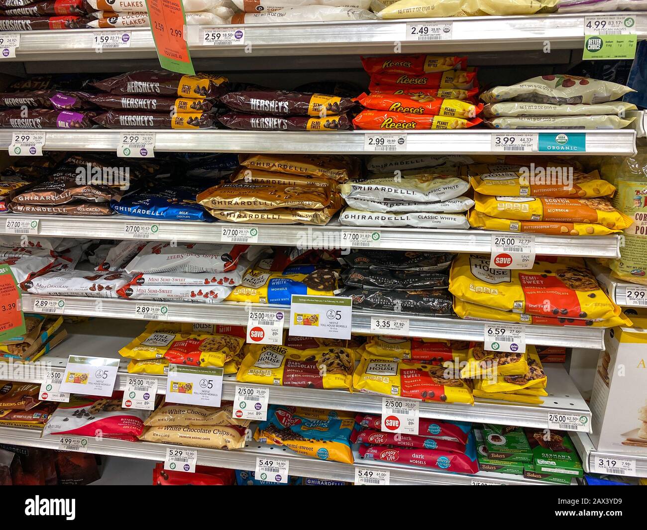 Orlando,FL/USA 2/8/20 The chocolate chip aisle of a Publix grocery