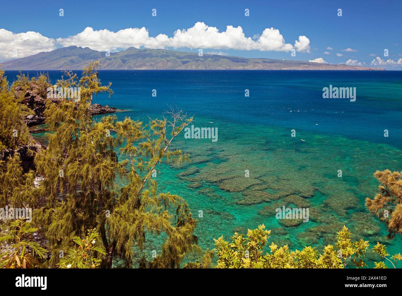 Honolua Bay, Maui, Hawaii. A great place to snorkel. Molokai in the