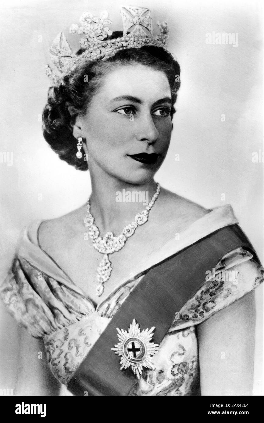 1953 Buckingham Palace London England The Coronation Day Of Queen Elizabeth Ii Of England Born 1926 Is Wearing The Sash And The Star Of The Order Of
