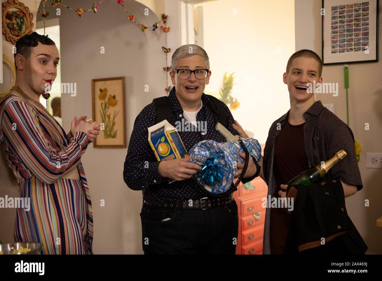 WORK IN PROGRESS, Abby McEnany (center), Theo Germaine (right), '162