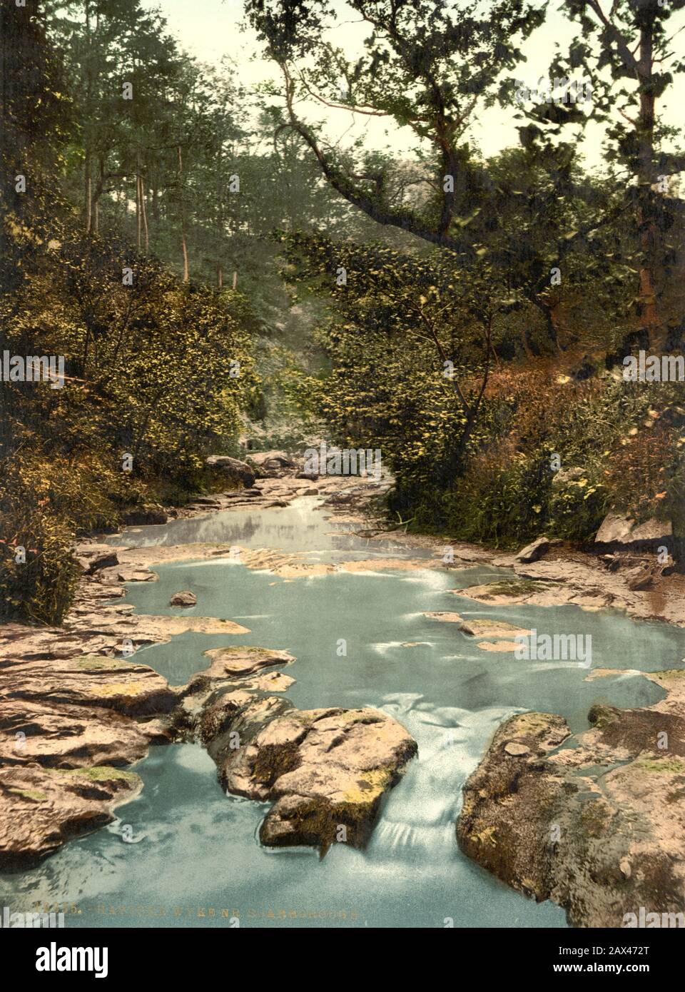 1905  ca. , SCARBOROUGH , North Yorkshire , GREAT BRITAIN  : The Hayburn Wyke . Phocrom print colors edited by Detroit Publishing Co.  -  GRAND BRETAGNA  - VIEW -  ITALIA - FOTO STORICHE - HISTORY - GEOGRAFIA - GEOGRAPHY  -   - PANORAMA  - BELLE EPOQUE - fiume - river - ruscello di montagna  ----  Archivio GBB Stock Photo