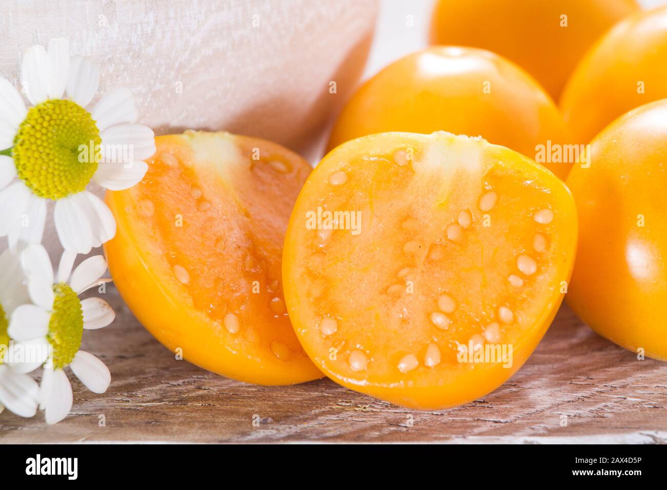 fruit of uchuva, uvilla, aguaymanto on the table - Physalis peruviana. Stock Photo