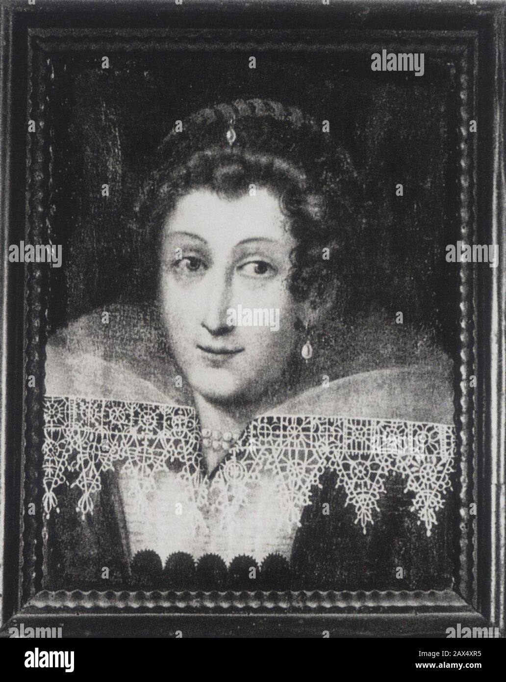 Barbara Sanseverino Sanvitale (  ?  -   Parma , 1611 ) , Contessa di Colorno , founder of the Accademia degli Amorevoli  ( XVII century , portrayed by anonimous ,  Rocca di Fontanellato , Parma ) - Nobili - nobiltà - nobility - collar - colletto - lace - pizzo - portrait - ritratto - LETTERATURA - LITERATURE - WOMAN POET - POETRY - POESIA - POETESSA - POETA ---  Archivio GBB Stock Photo