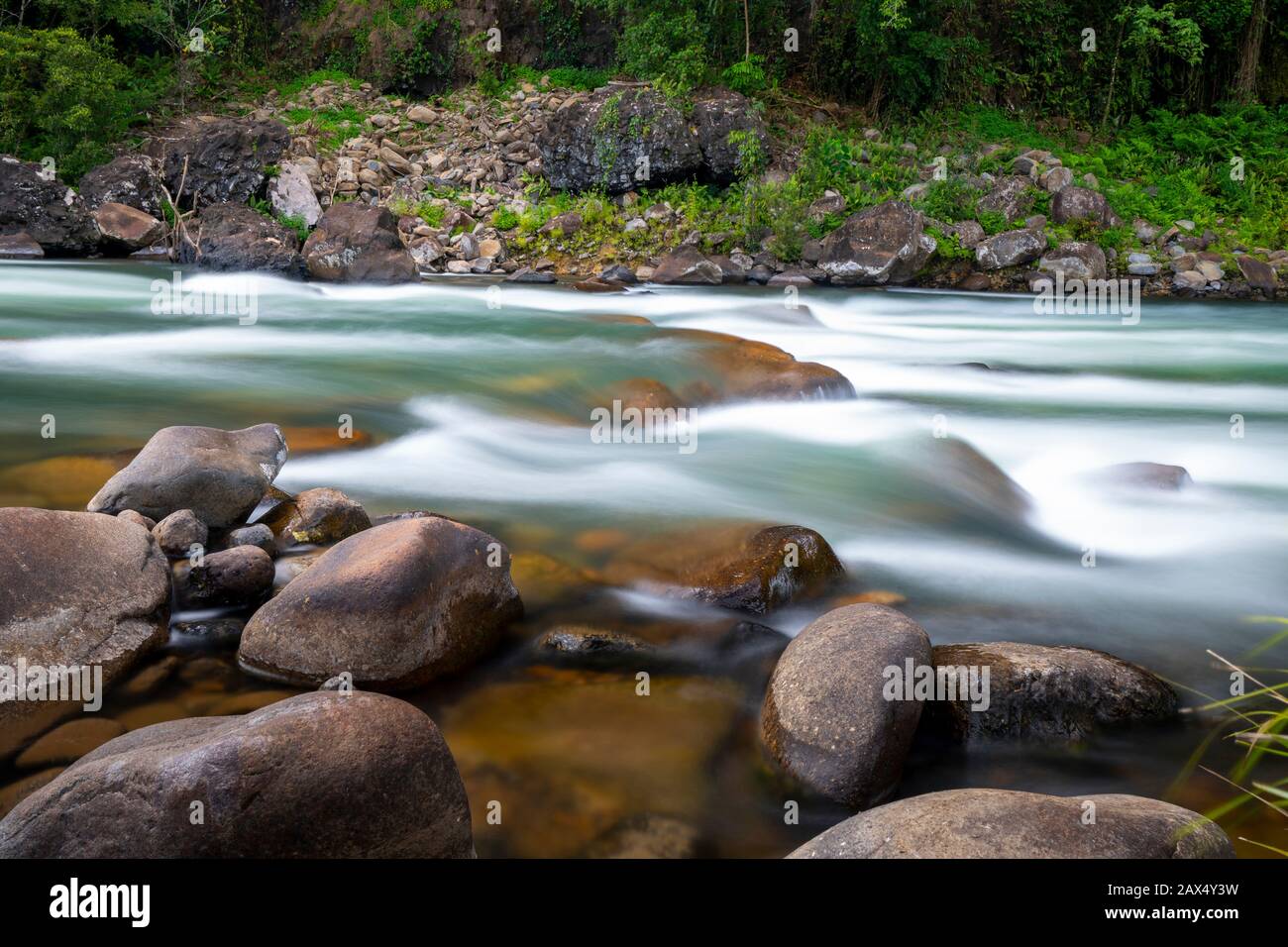 Rapids on Tully River Gorge, North Queensland Stock Photo
