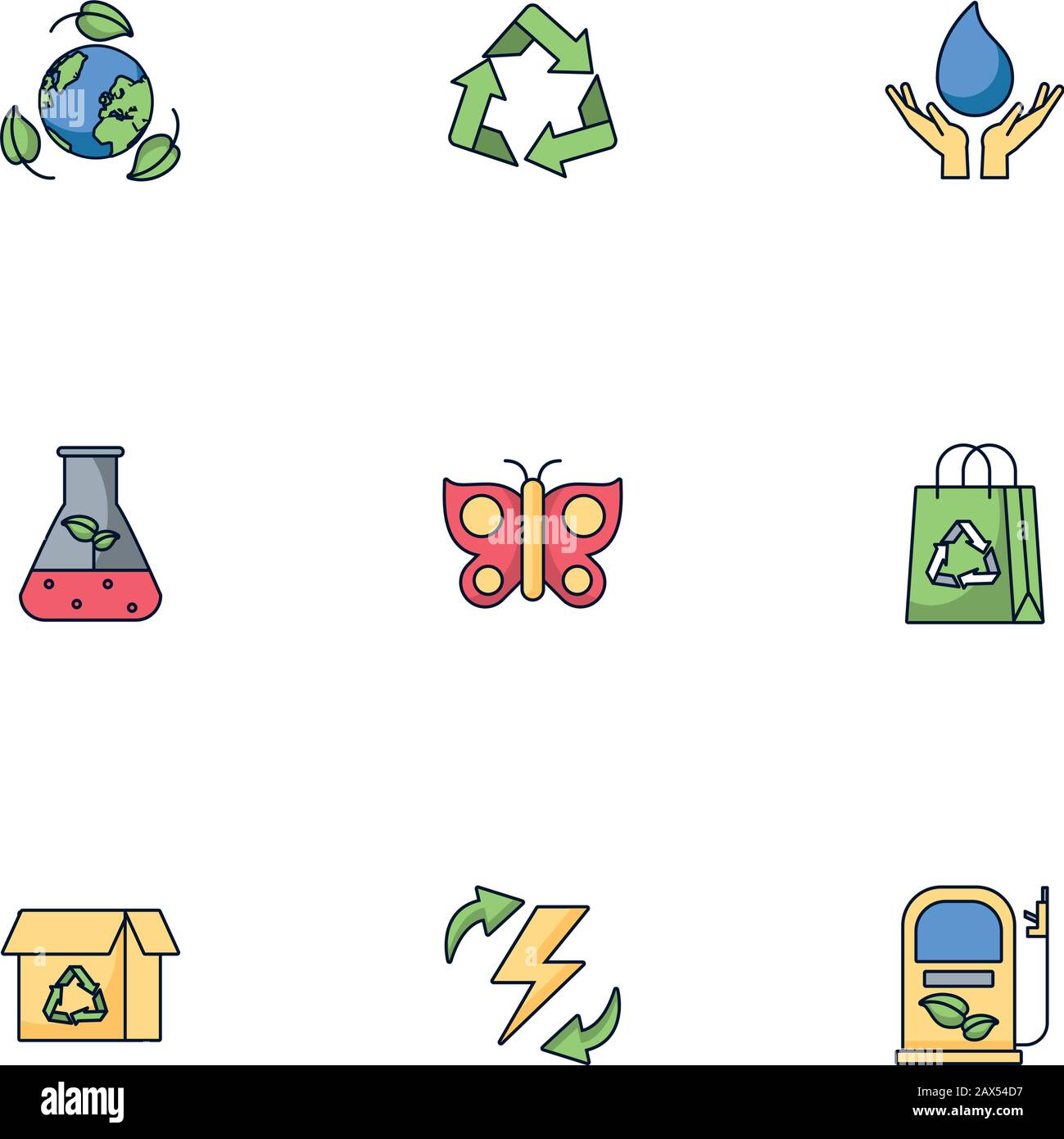 bundle of environment set icons Stock Vector