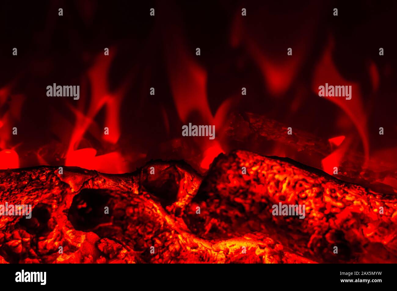 Fire from fireplace background Stock Photo