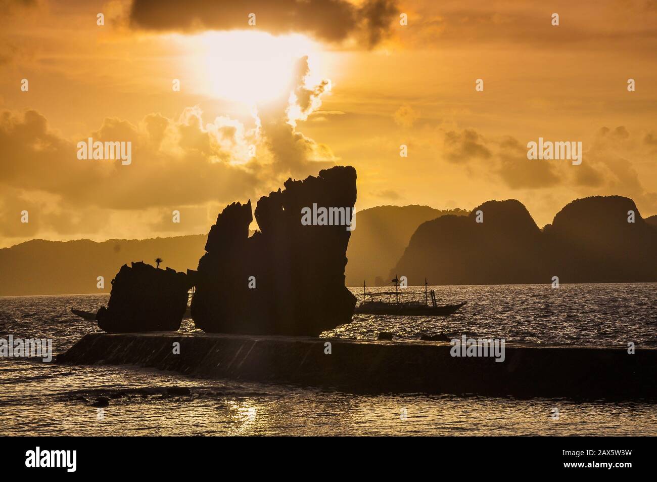 Late afternoon scenery - view from Lagen Island, El Nido, Palawan, Philippines Stock Photo