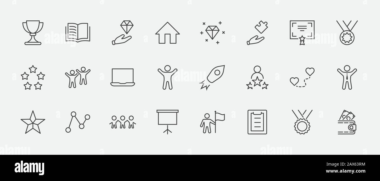 Set of Success Related Vector Line Icon. Contains such Icons as Cup ...
