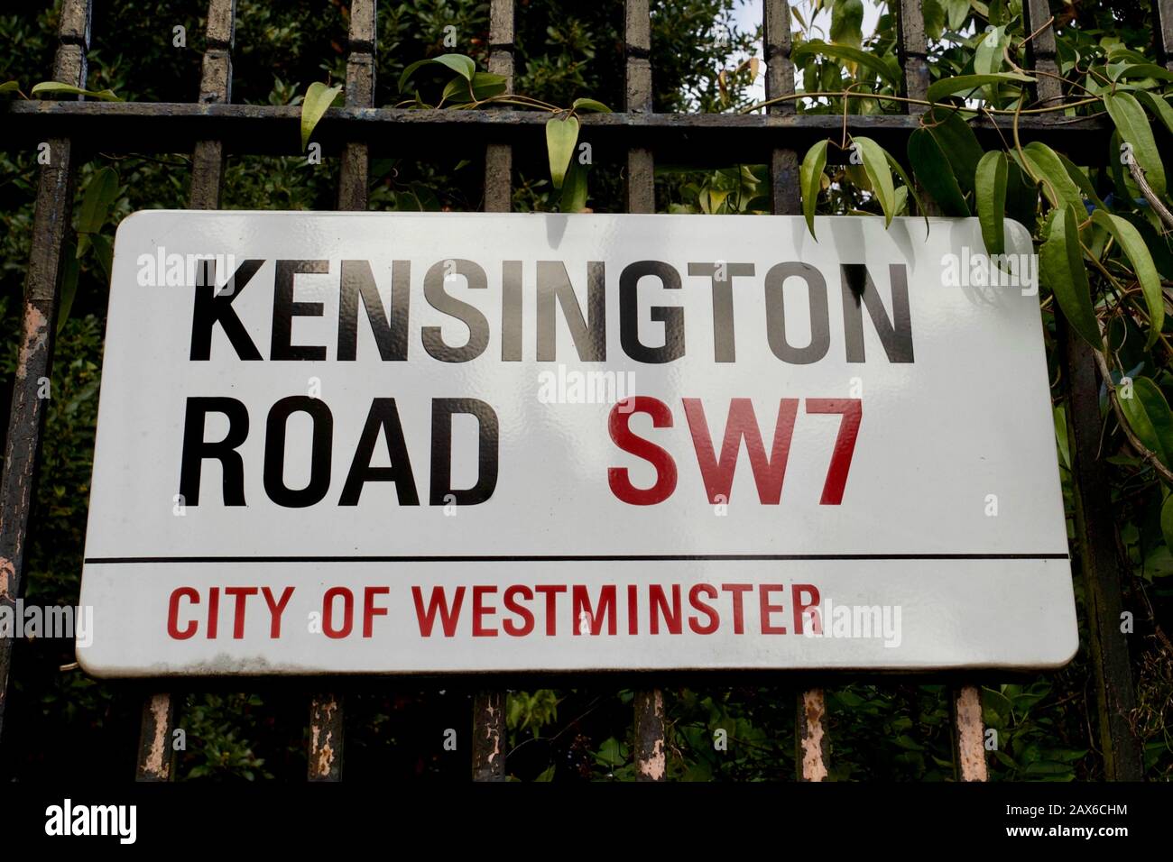 Kensington Road sign, South Kensington, City of Westminster, London