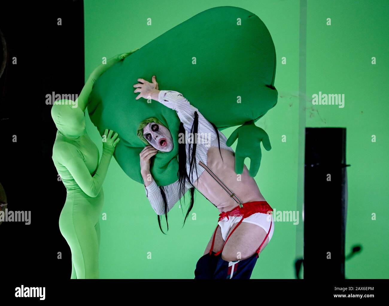 Berlin Germany 10th Feb 2020 The Actor Lars Eidinger R As Peer Gynt Is On Stage During The Photo Rehearsal For The Play Peer Gynt At The Schaubuhne The Premiere Will Be