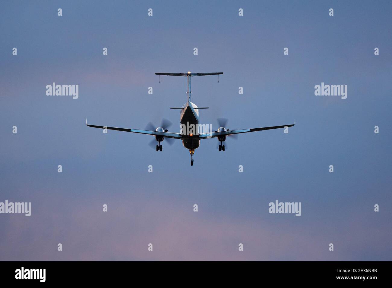 Richmond, British Columbia, Canada. 9th Feb, 2020. A Beech 1900D twin-engine turbo-prop regional airliner on final approach for landing at Vancouver International Airport. Credit: Bayne Stanley/ZUMA Wire/Alamy Live News Stock Photo