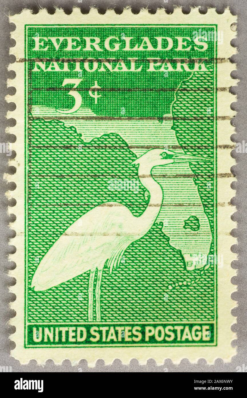 US postage stamp recording the Dedication of Everglades National Park,Florida in 1947 Stock Photo