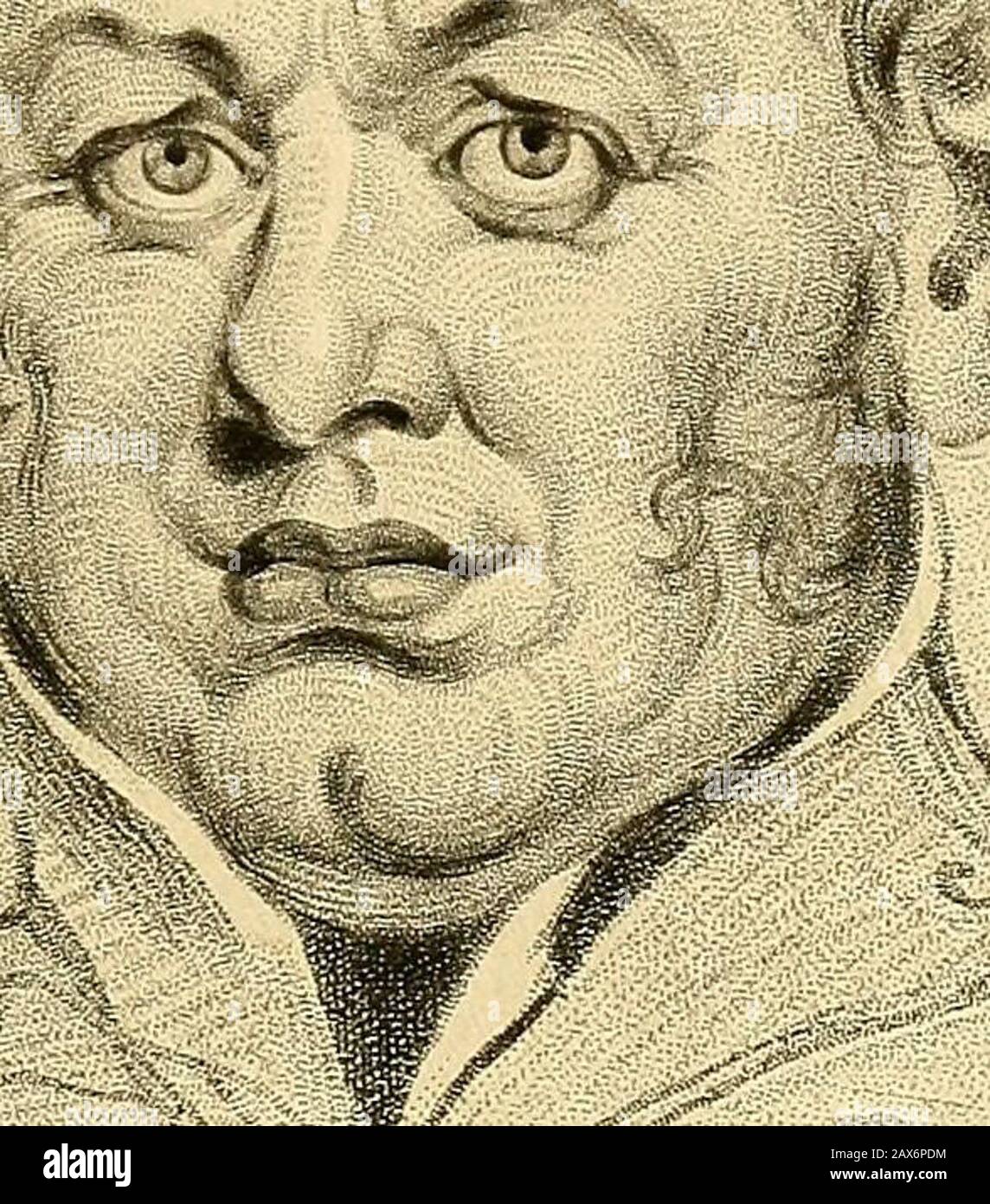 The study of the human face . am of any. VOLUPTUOUSNESS. An illustration of one of the class of heads is selected for the purpose ofshowing where this appetite rather rages than reigns ; and one where thecountenance is clouded over with one general look of discontent. The eyes, in this extreme case, appear to be separated in expression fromthe intellectual part of the head, and become companions of the lower andanimal part of the face, to join that which is most congenial, and to have (asit were) all things in common. The muscles in the vicinity of the lower jaw are particularly affected bysym Stock Photo