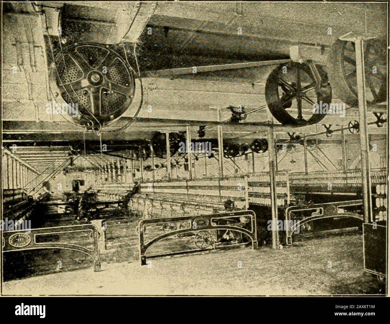 Useful information for cotton manufacturers . A view across a spinning room, showing spinning frames drivenpairs by direct connected motors.. An electric driven mule spinning 1069 Atlanta, Ga., STUART W. CRAMER, Charlotte, N, C. Cotton Manufacturings Continued. Stock Photo