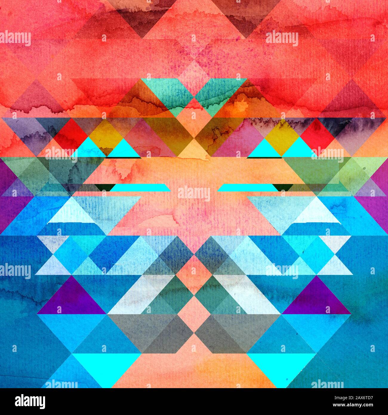 Abstract watercolor background with geometric elements and shapes Stock ...