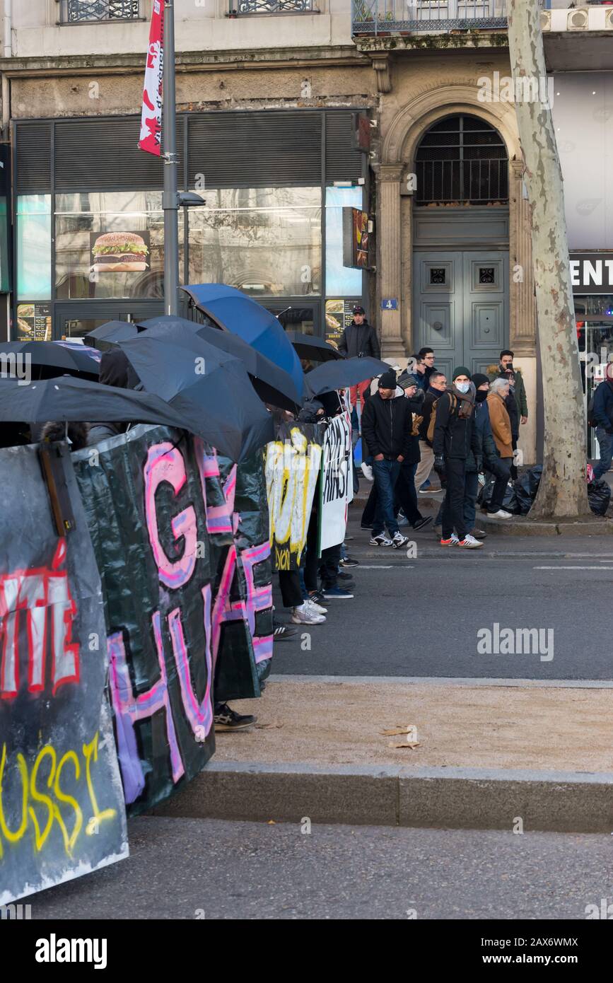 LYON, FRANCE - Dec 05, 2019: Manifestation contre la réforme des retraites à Lyon le 5 décembre 2019. Stock Photo