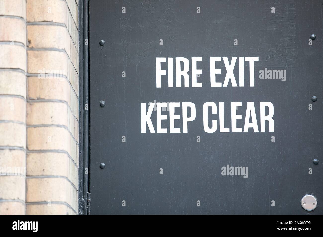 Fire Exit Keep Clear. Fire doors, security, rules and regulations concept Stock Photo Alamy