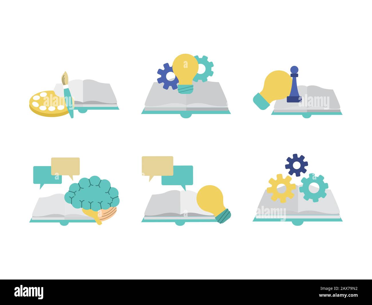 books and skills concept icon set, colorful design Stock Vector Image ...
