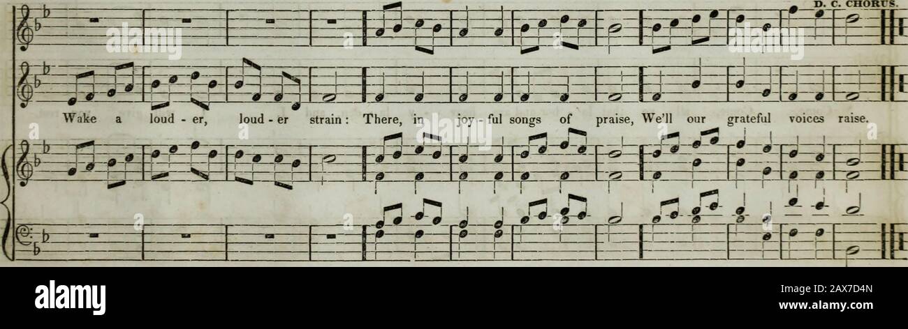 The Boston Musical Education Society's collection of church music : consisting of original psalm and hymn tunes, select pieces, chants, &c.; including compositions adapted to the service of the Protestant Episcopal Church . be - - fore thee now and er - - er - - more. 6 5=^ 1*- «# we may walk in a ^ per - - feet heart, 250 63 r GRATEFUL NOTES. Solo and Chorns. I. B. WOODBURf. , Solo Voices. ttv. ^=^^.— I. Grateful notes and c &gt;fferings -F  bring.V lile lie. hovahs p raise we -—1 0 sing : Ho - ly, —h-1 r ho-ly ho - ly Lord, Be thy —rl—T glorious i name a - : 5=± dored. 2. While on earth ord Stock Photo