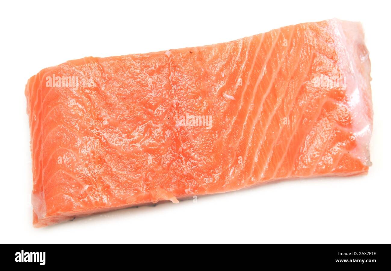 Piece of red fish isolated on white background Stock Photo - Alamy