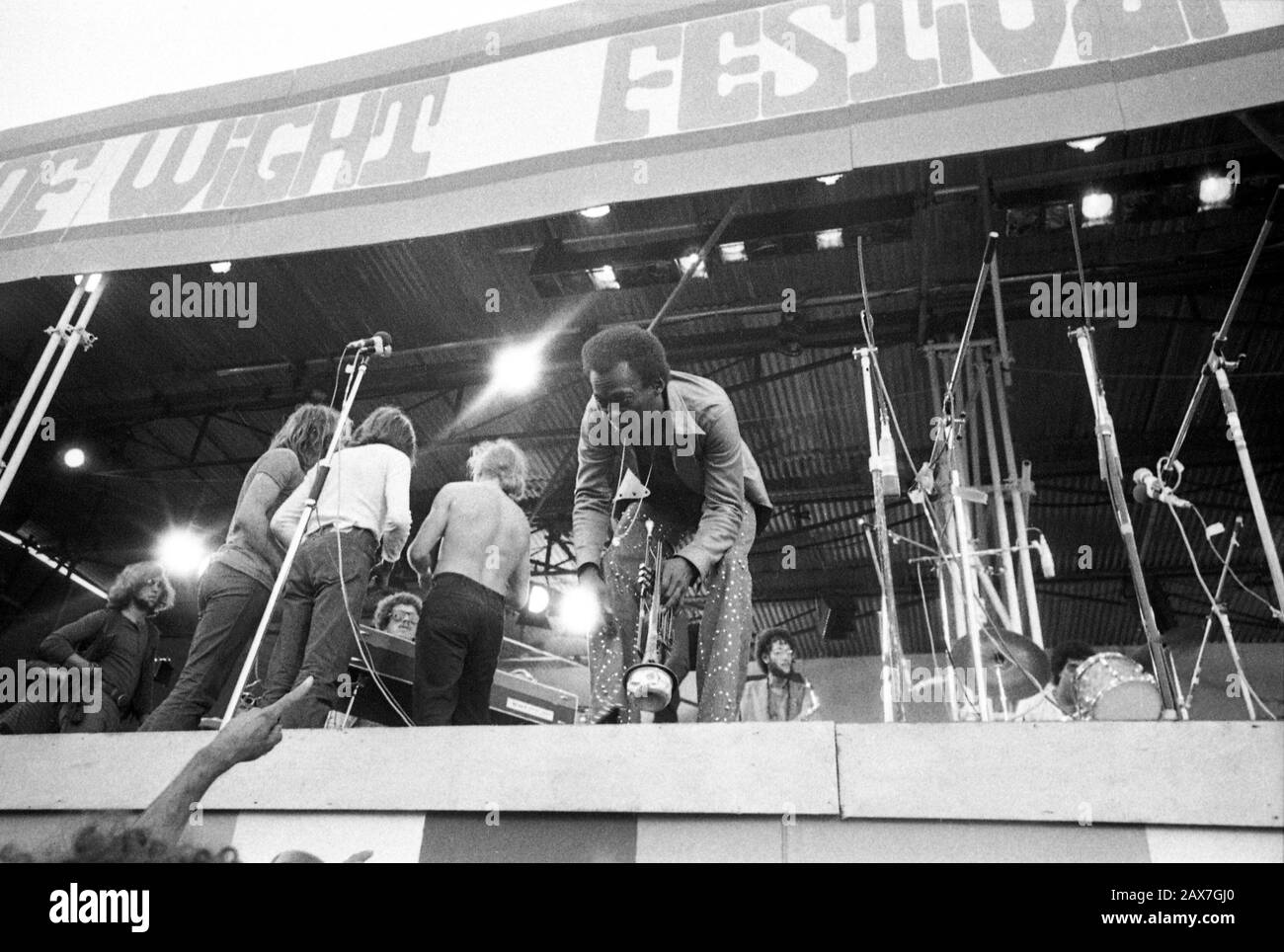 Miles Davis at the famous Isle of Wight Festival in 1970, it is estimated that between 600 and Miles Davis at the famous Isle of Wight Festival in 1970, it is estimated that between 600 and