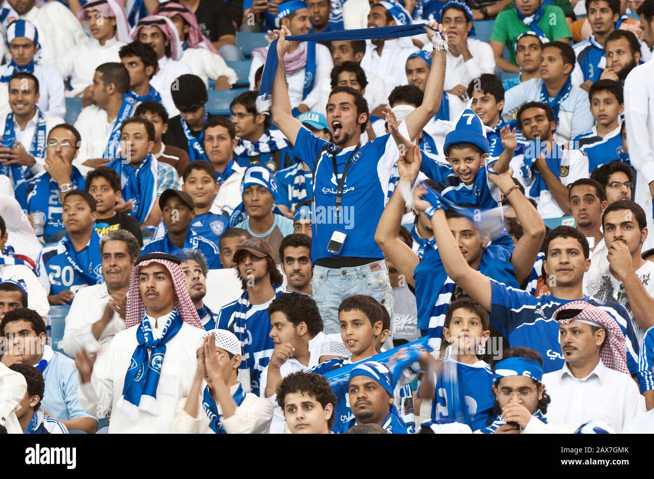 Fans of Al Hilal Saudi Football Club, Saudi Stock Photo - Alamy