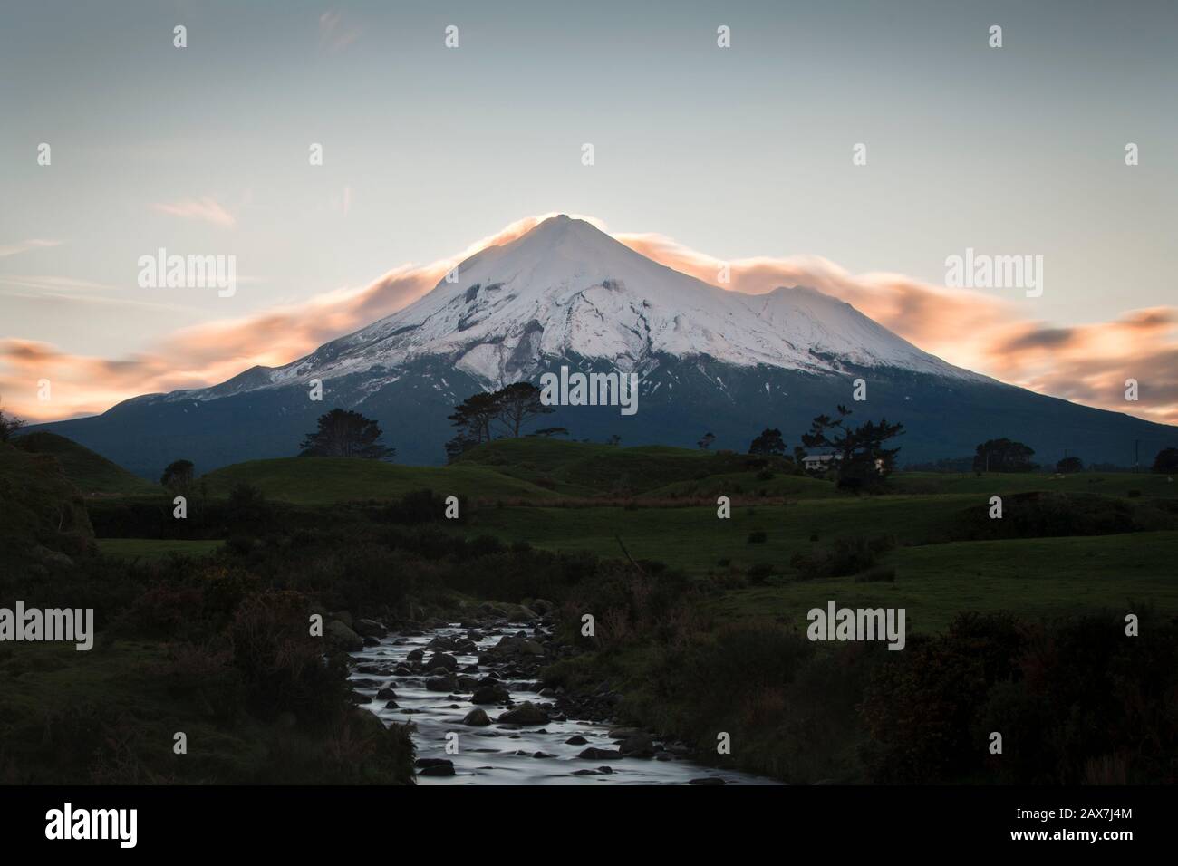Mt Taranaki at Sunrise, New Zealand Stock Photo