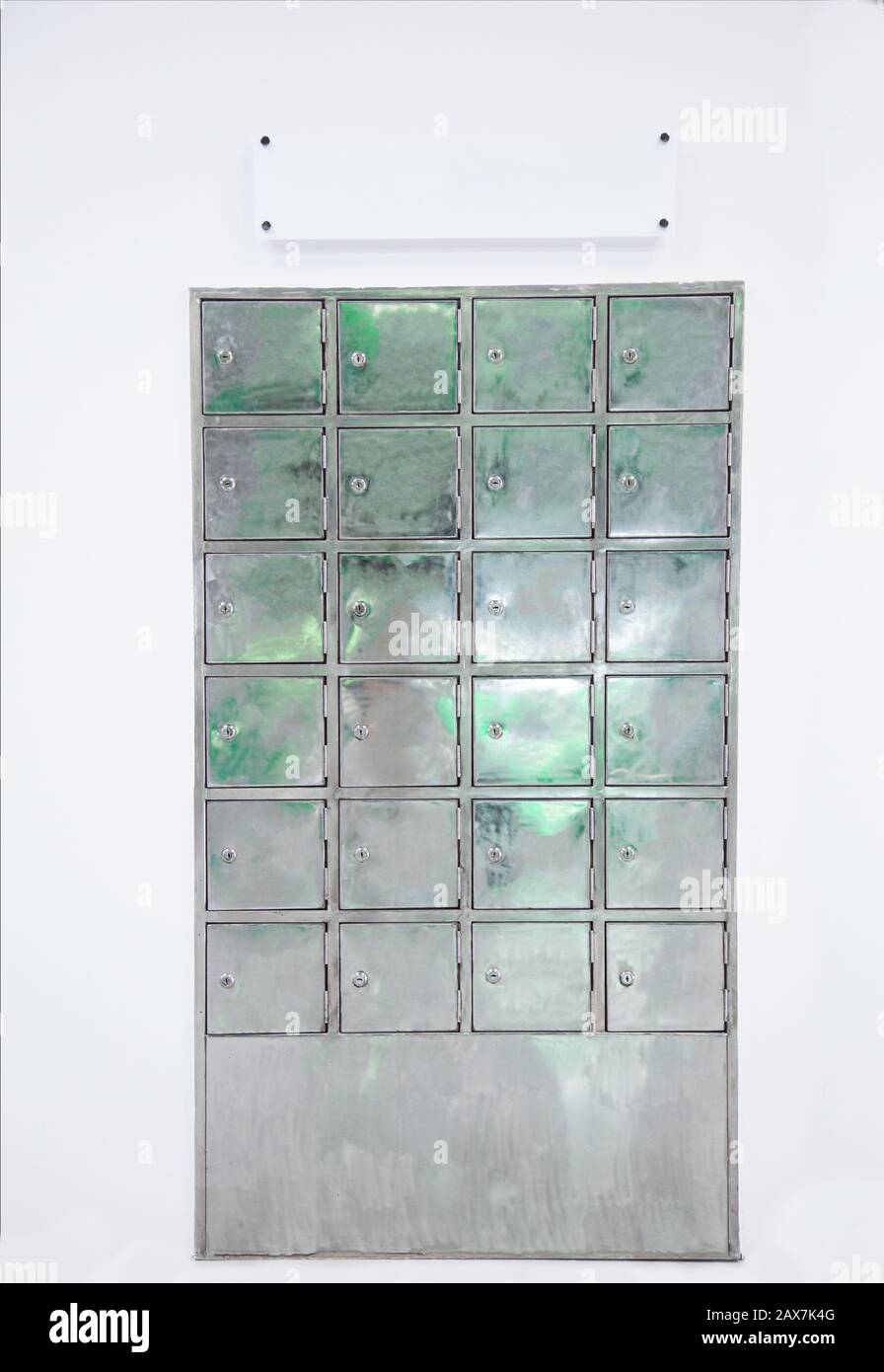 vintage stainless steel lockers background. Residential Furniture