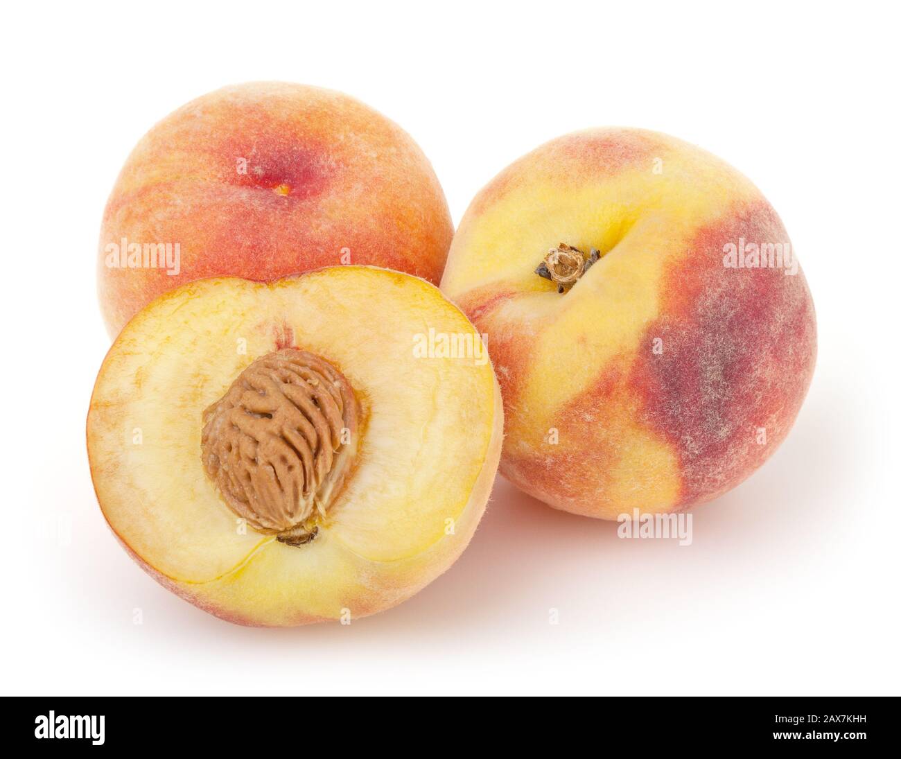 Peaches isolated on white background with clipping path Stock Photo
