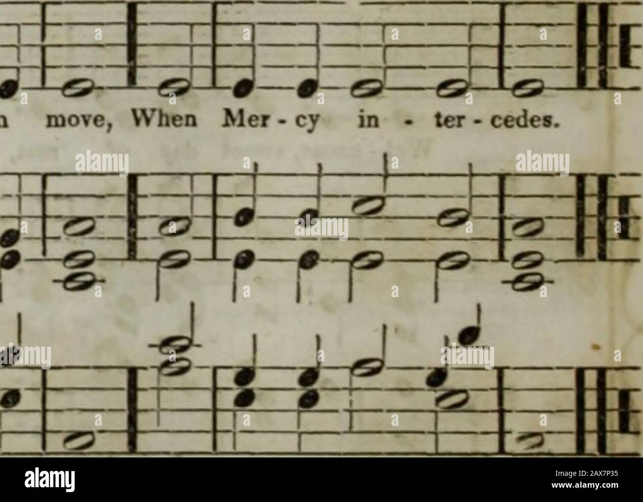 The Boston Musical Education Society's collection of church music : consisting of original psalm and hymn tunes, select pieces, chants, &c.; including compositions adapted to the service of the Protestant Episcopal Church . 50 ? NORTONS CHANT. C. M. S. IETCALP.. Mer • cy, descending from a - bove, -F soft - est accents pleads : O, may each tender bosom move, When Mer - cy in • ter - cedes. WA—P r-rn ? ill I I —»-b-2—Brr9—-m-w-m i   5j mm STAFFORD, L, P, M. Bp £. L WHITE. 183 up m How rich thy gifts, al - might - y King ! From thee our pub - lie bless - ings spring: Thextend - ed trade, the f Stock Photo