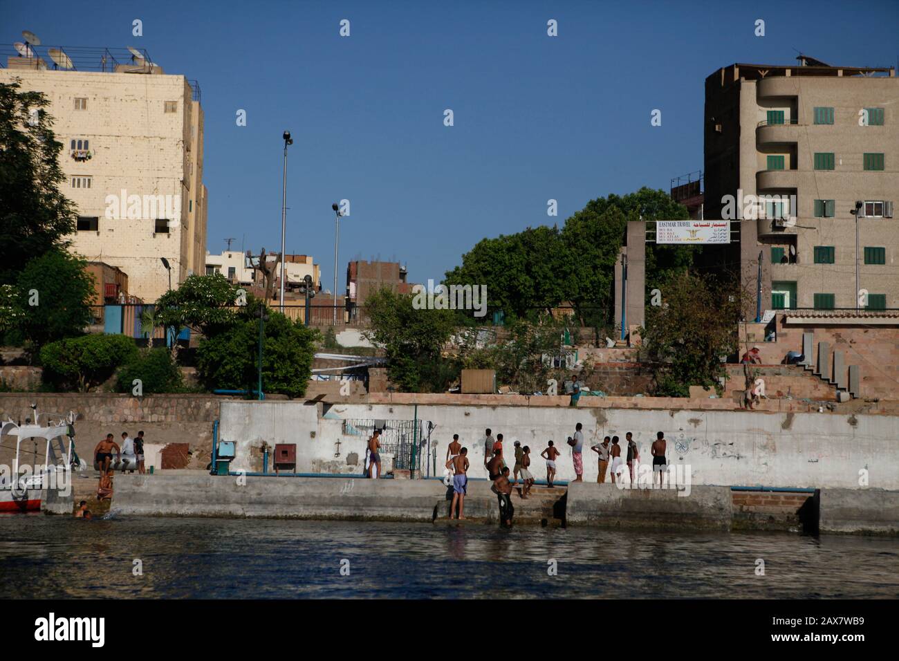Egypt Swimming in the Nile river in Aswan Stock Photo Alamy