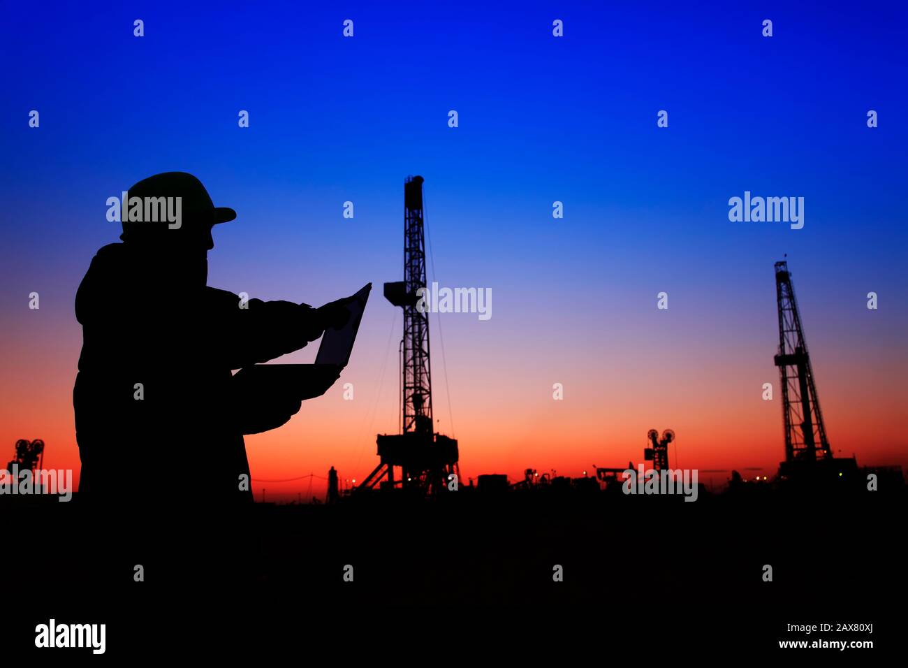 oil field, the oil workers are working Stock Photo Alamy