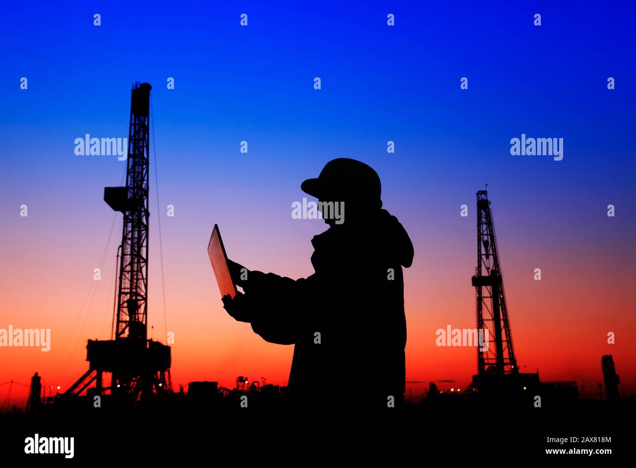 oil field, the oil workers are working Stock Photo Alamy