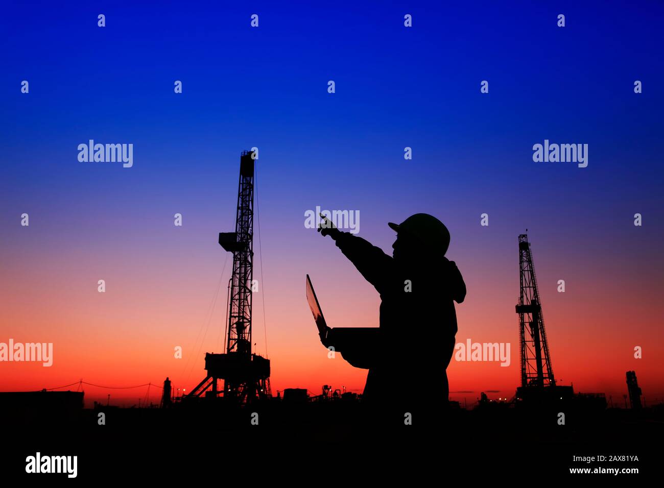 oil field, the oil workers are working Stock Photo Alamy