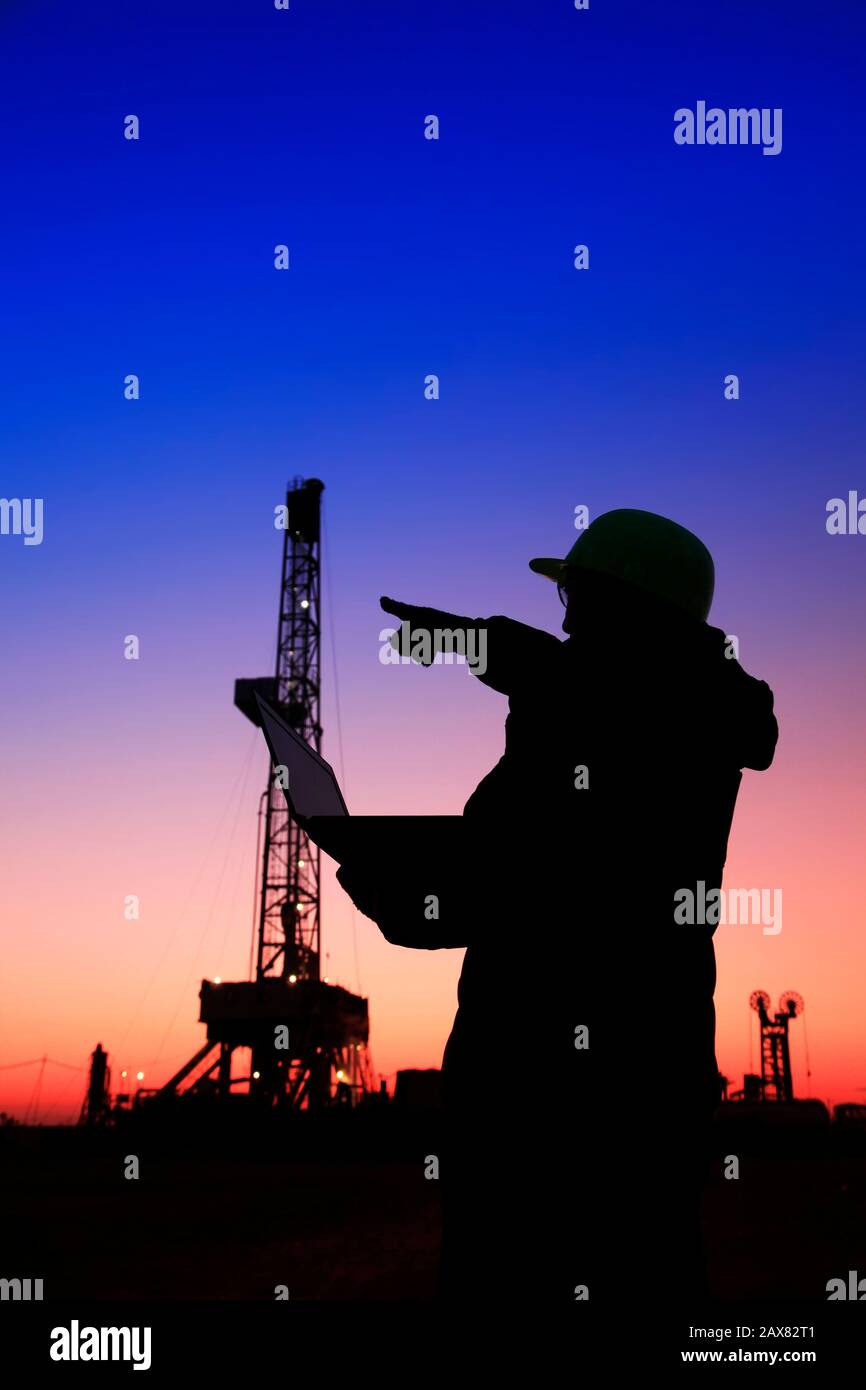 oil field, the oil workers are working Stock Photo Alamy