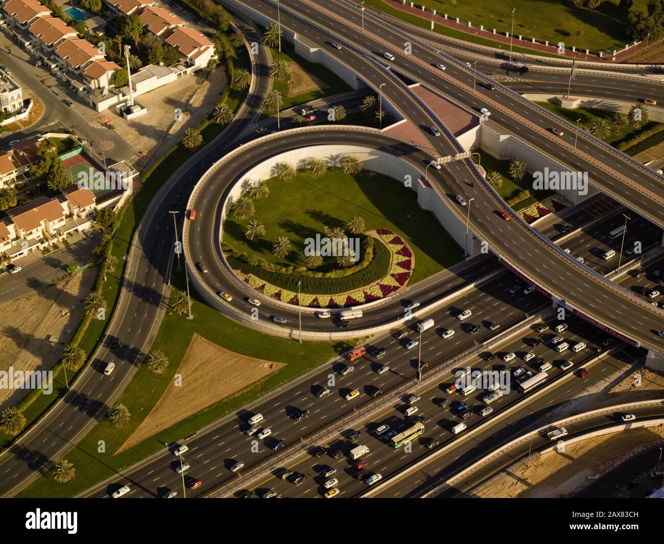 Sheikh Zayed Road Intersection, Dubai, Aerial Stock Photo Alamy