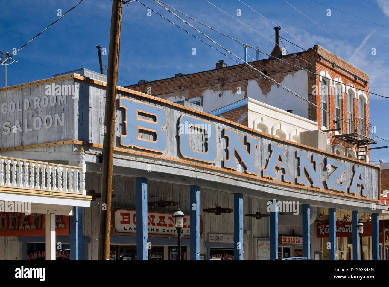 Historical buildings at C Street in Virginia City, Nevada, USA Stock Photo