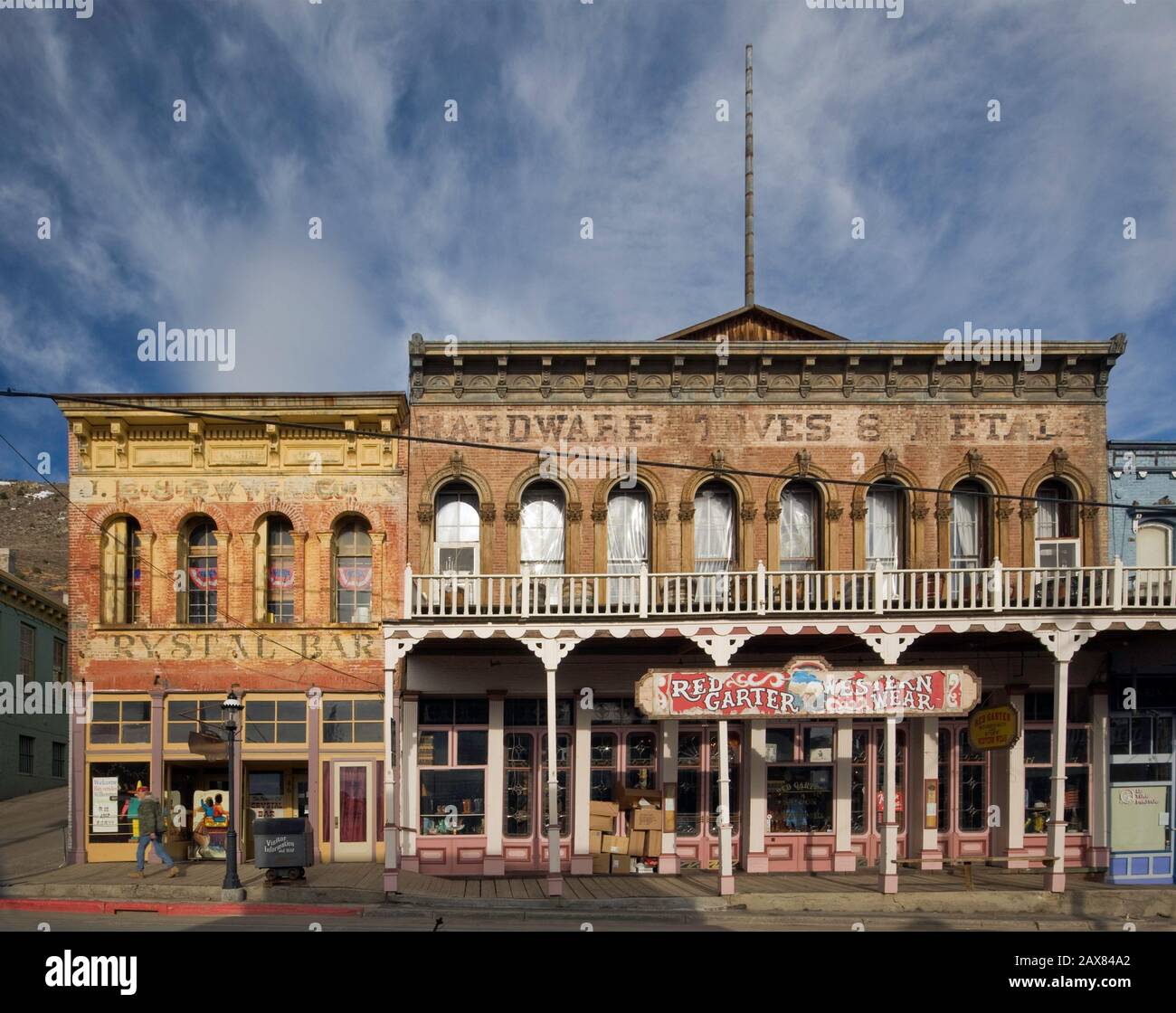 Historic buildings at C Street in Virginia City, Nevada, USA Stock Photo