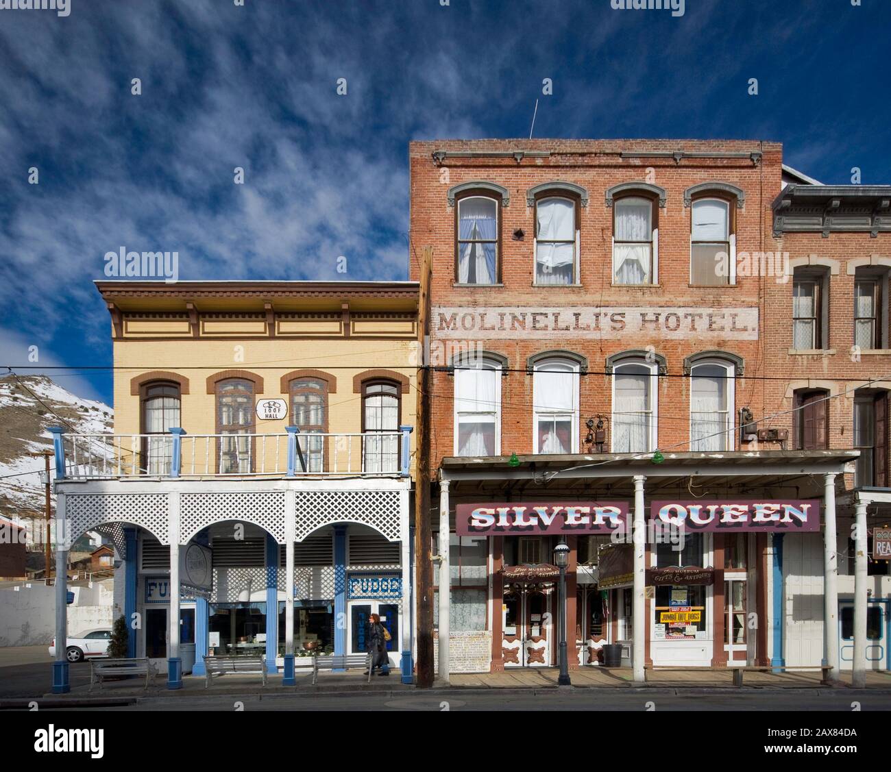 Historical buildings at C Street in Virginia City, Nevada, USA Stock Photo