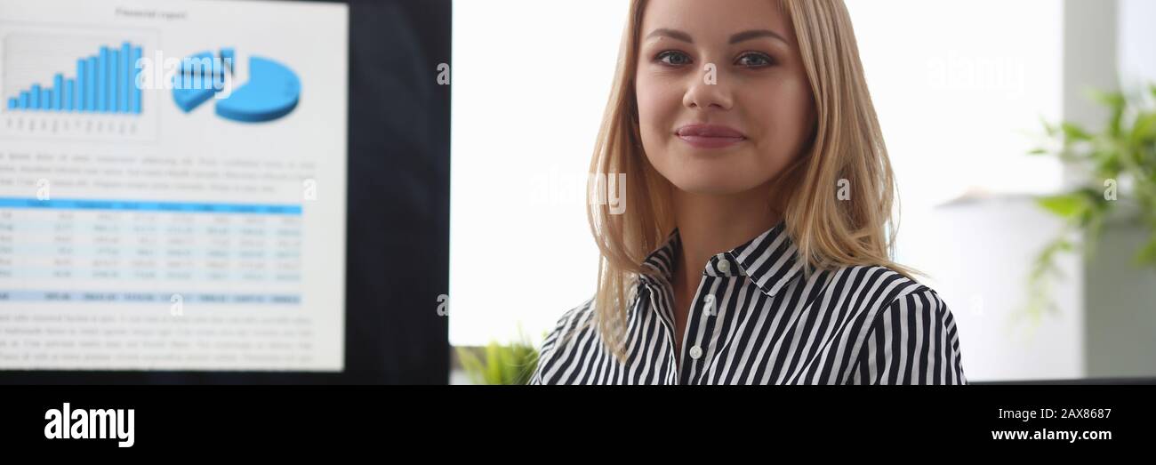 Presentable female posing on camera Stock Photo