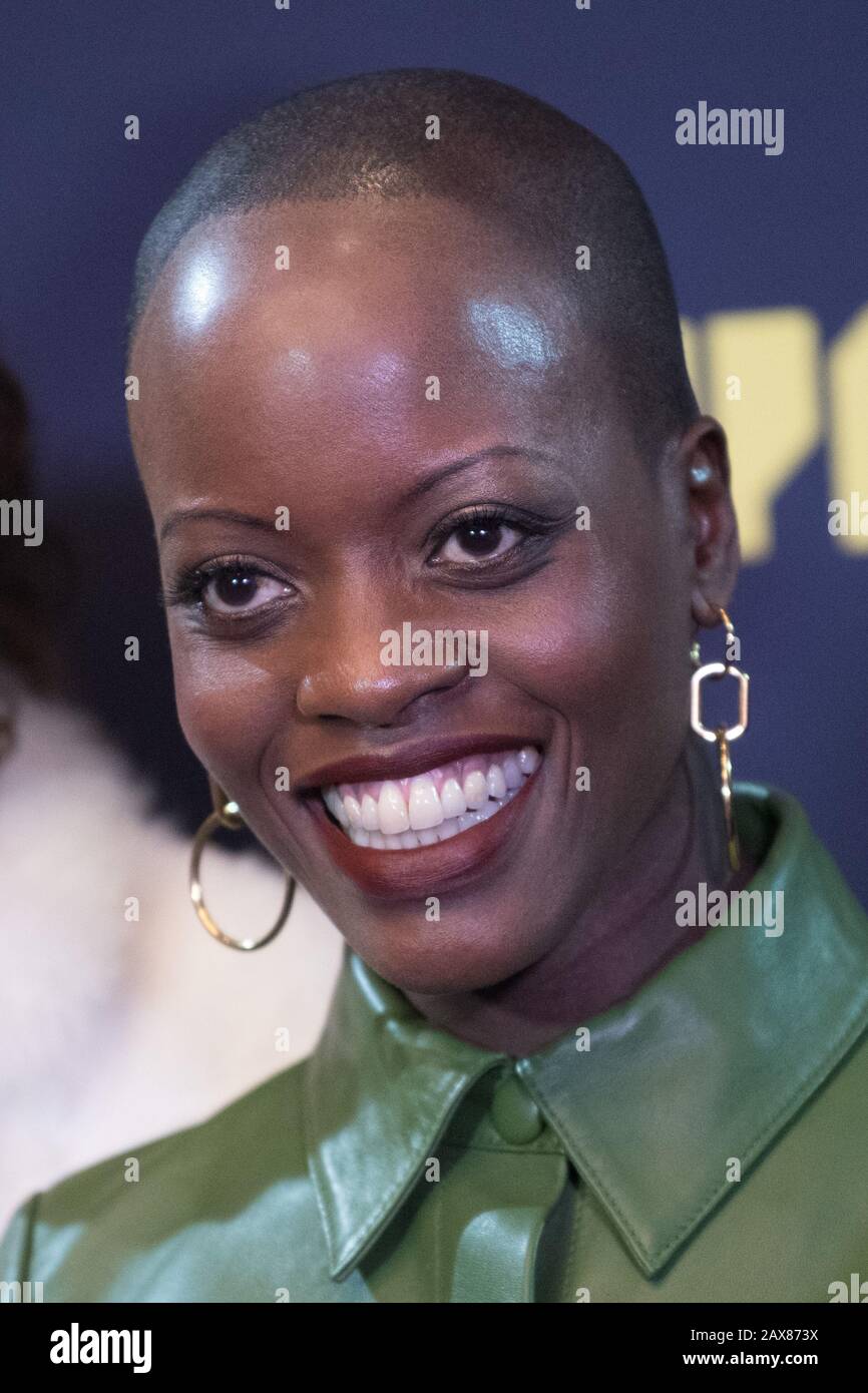Berlin, Germany. 10th Feb, 2020. Florence Kasumba, actress, comes to the TV world premiere of the science fiction series 'Spides'. The channel SYFY will show the eight episodes of Spides exclusively from 5 March 2020 on a weekly basis at 20:15. Credit: Jörg Carstensen/dpa/Alamy Live News Stock Photo