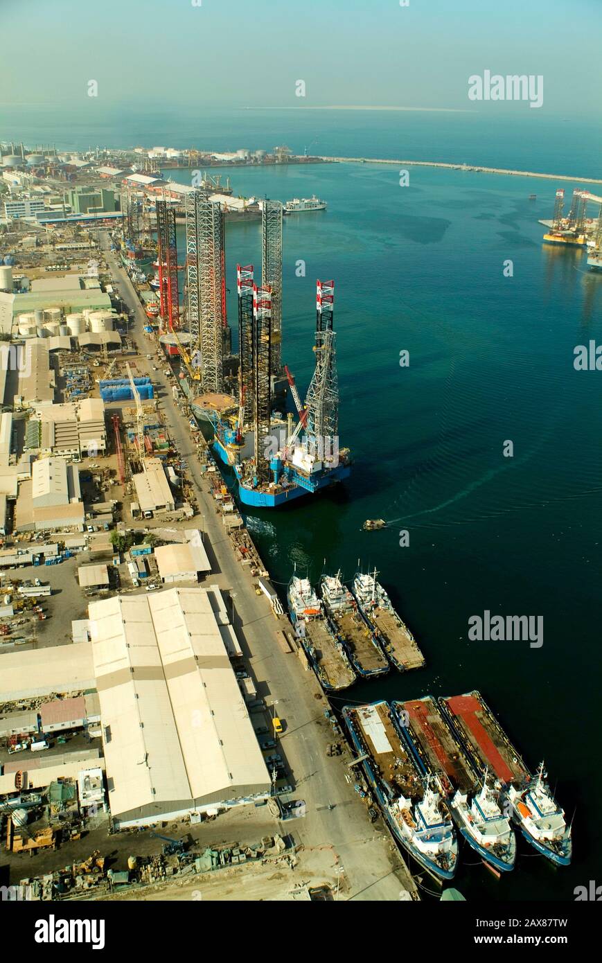 Aerial view of Sharjah Port facilities, UAE Stock Photo Alamy