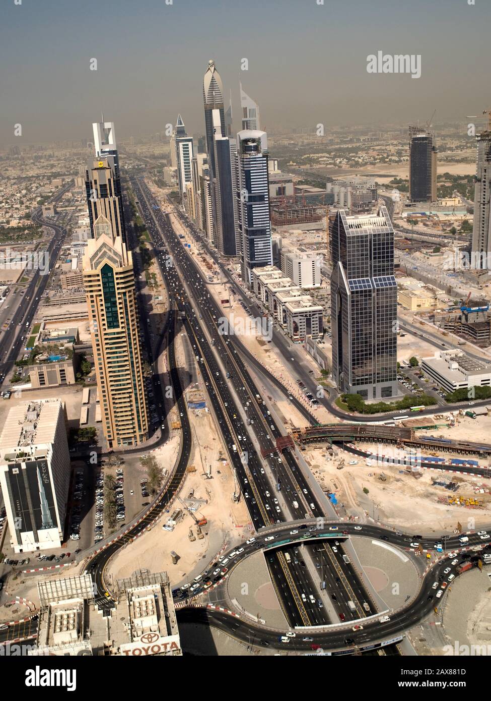 Aerial View Of Sheikh Zayed Road Dubai Uae Stock Photo Alamy
