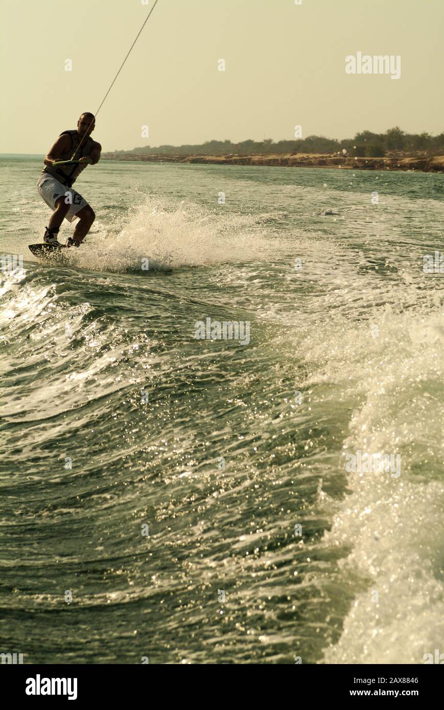 Man wakeboarding at Abu Dhabi, United Arab Emirates Stock Photo Alamy